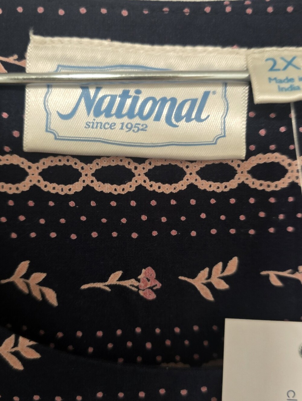 NWT NATIONAL Womens Plus Size Navy Floral House Dress - Picture 3 of 5